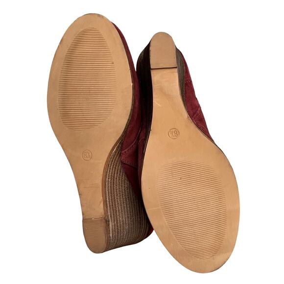 Diba Womens Blake Leather Suede Lace Up Wedge Booties Size 8.5 Burgandy Red NWOB - Picture 11 of 12